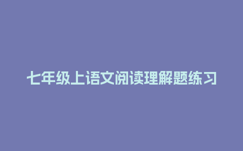 七年级上语文阅读理解题练习