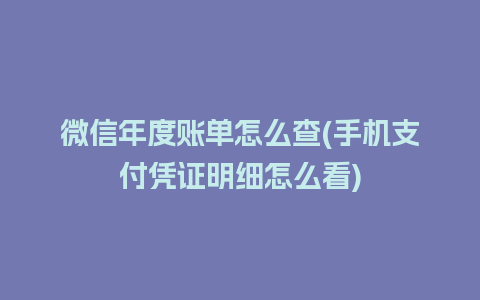 微信年度账单怎么查(手机支付凭证明细怎么看)