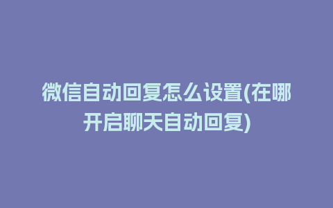 微信自动回复怎么设置(在哪开启聊天自动回复)